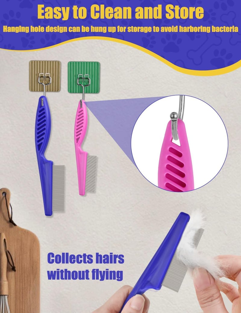 CAPHONT Flea Comb for Cats with Handle, 4 Pcs Flea Brush Tear Stain Comb Grooming Face and Matted Hair Paws Pet Lice Comb for Small, Medium & Large Cat Dog Kitten Rabbit - Image 4